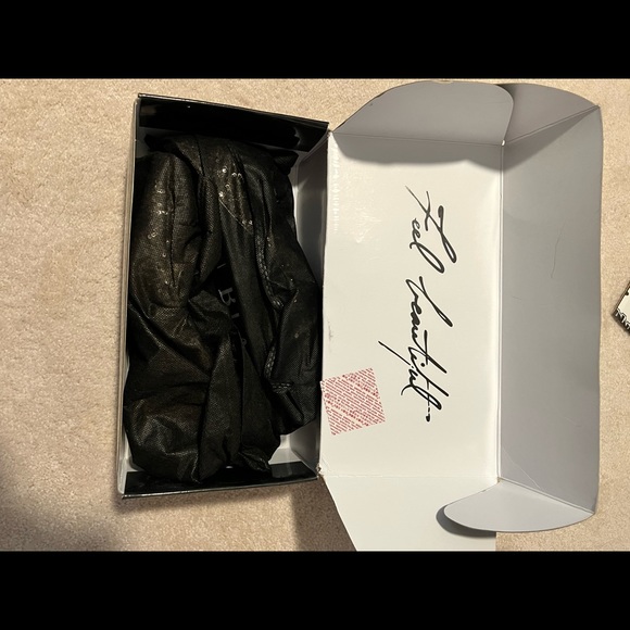 White House Black Market gold sequin heels - Picture 3 of 6